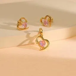 p n gadgil jewellers Women Gold-Plated Classic Pendant with Earrings-picture-42
