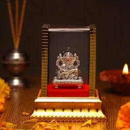 akshat sapphire Pure Silver Lord Ganesh Idol with Acrylic Box-picture-13