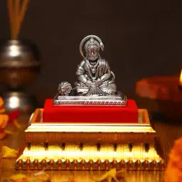 akshat sapphire Pure Silver Hanuman Idol with Acrylic Box image 1