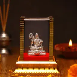 akshat sapphire Pure Silver Lord Shiva Idol with Acrylic Box image 1