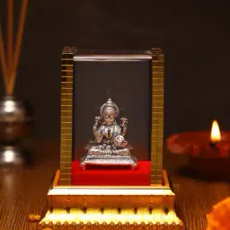 akshat sapphire Pure Silver Goddess Lakshmi Idol with Acrylic Box image 1