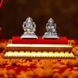 akshat sapphire Pure Silver Ganesha & Maa Laxmi Idol Set-picture-14