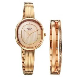 titan Women Rose Gold Shaped Dial Brass Strap Watch-2776WM01F-picture-32