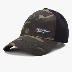 dnmx Men Camo Print Panelled Baseball Cap with Brand Applique image 1
