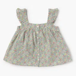 gap kids Floral Printed Button Front Flutter Sleeve Top image 1