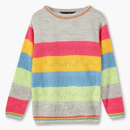 kg frendz for trends select Girls Patterned-Knit Round-Neck Sweater image 1