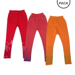 indiweaves Pack of 3 Printed Leggings with Elasticated Waist image 1