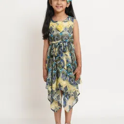 creative kid's Geometric Print Crew-Neck Fit and Flare Dress image 1