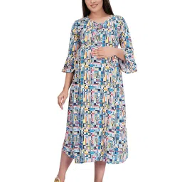 mamma's maternity Abstract Print Maternity A-Line Dress image 1