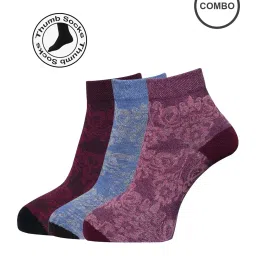 dollar Pack of 3 Floral Ankle-Length Socks image 1