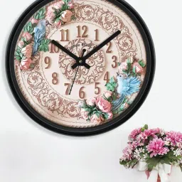random Floral Print Wall Clock with Glass image 1