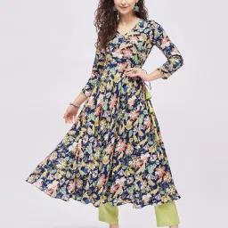 tissu Floral Print Angrakha Kurta image 1