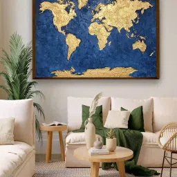 artsense World Map Canvas Painting 40" x 30" image 1