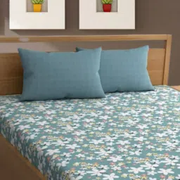 bajo's 350 TC Floral Print King-Size Bedsheet with Pillow Covers image 1