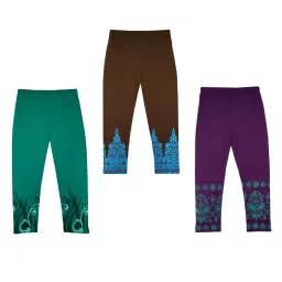 indiweaves Pack of 3 Printed Leggings with Elasticated Waist image 1