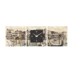 random Set of 2 Printed Wall Arts with Square Wall Clock image 1
