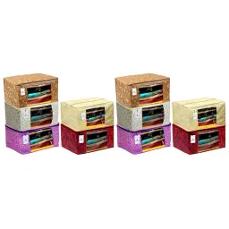 kuber industries Set of 10 Floral Print Saree Storage Organizers image 1