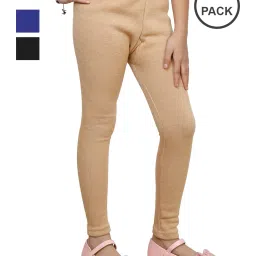 indiweaves Pack of 3 Girl Leggings with Elasticated Waist image 1