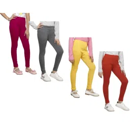 indiweaves Pack of 4 Girls Leggings with Elasticated Waist image 1