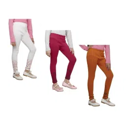 indiweaves Pack of 3 Floral Print Leggings with Elasticated Waistband image 1