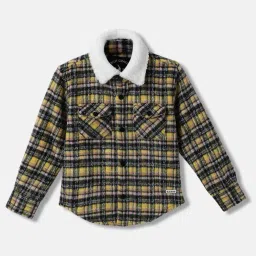 blue giraffe Boys Checked Regular Fit Shirt image 1