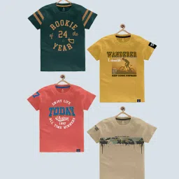 codez Boys Pack of 4 Printed Regular Fit Round-Neck T-Shirts image 1