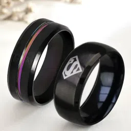 oomph Men Set of 2 Stainless Steel Band Rings image 1