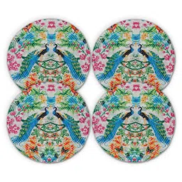 hosta homes Set of 4 Peacock Print Cotton Table Placemats image 1