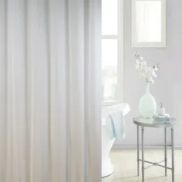 homewards Sheer Shower Curtain with Hooks image 1