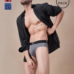 masch sports Men Pack of 3 Printed Briefs with Logo Waistband image 1