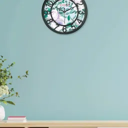 random Leaf Print Round Shaped Wall Clock image 1