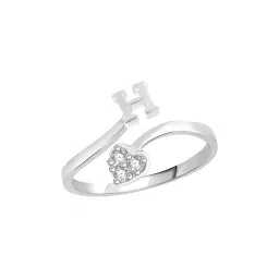 vshine fashion jewellery Initial Alphabet H Diamond Heart Adjustable Ring image 1