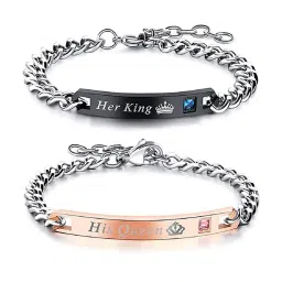 university trendz Set of 2 Stainless Steel Couple Bracelet image 1