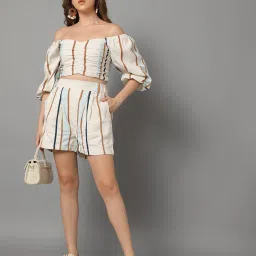 fyre rose Women Striped Relaxed Fit Shorts image 1