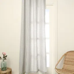 indie picks Preshrunk South Cotton Checked Door Curtain image 1