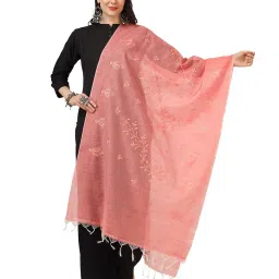 a r silk dupatta hub Embroidered Cotton Dupatta with Tassels image 1