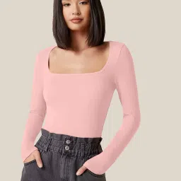 alekya Square-Neck T-Shirt with Full Sleeves image 1