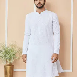 see designs Men Chikankari Embroidered Regular Fit Cotton Kurta image 1