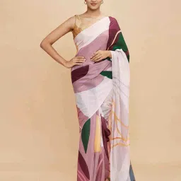 satrani Women Printed Saree with Contrast Border image 1