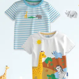 nauti nati Boys Pack of 2 Graphic Print Regular Fit Round-Neck T-Shirts image 1