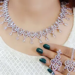 ladymania Women Silver-Plated Stone-Studded Jewellery Set image 1