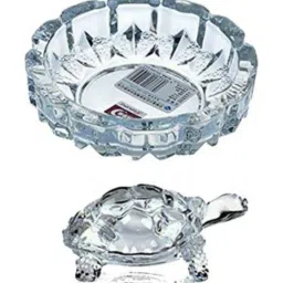 navyaksh Crystal Turtle Tortoise with Plate Showpiece image 1