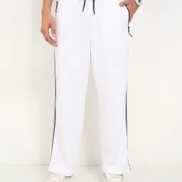 ajile by pantaloons Men Striped Straight Track Pants with Drawstring Waist image 1