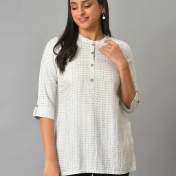 aurelia Checked Yarn-Dyed Straight Kurti image 1
