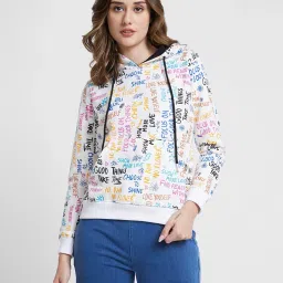 spykar Women Typographic Print Regular Fit Hoodie image 1