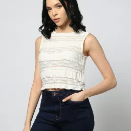 outryt by azorte Women Lace Panel Regular Fit Top image 1