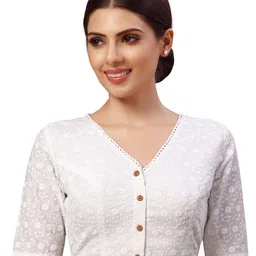 studio shringaar Embroidered V-Neck Front Open Blouse image 1