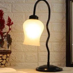 devansh Glass Zig-Zag Curvy Table Lamp with Iron Base image 1