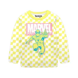 bonkids Boys Checked Print Regular-Fit Round-Neck T-Shirt image 1