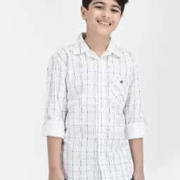 crimsoune club Boys Checked Slim Fit Shirt with Cuffed Sleeves image 1